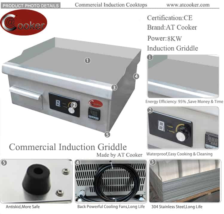 Commercial Flat Top Stainless Steel Induction Griddle